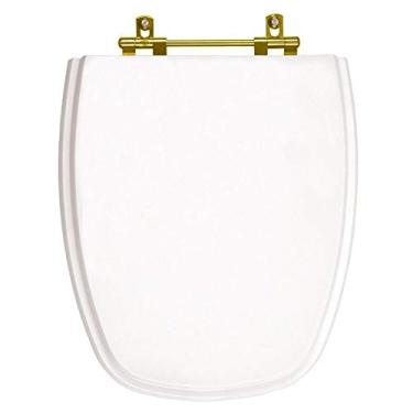 Imagem de Assento Sanitário Poliester Monte Carlo Branco Ferragem Dourada para Vaso Deca