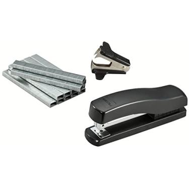 Imagem de Kit de grampeador de mesa BosStitch, com removedor de grampos e 5.000 grampos, preto (626-BLK-PP)