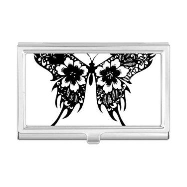 Imagem de Carteira de bolso estilo borboleta chinês com asas florais, porta-cartões