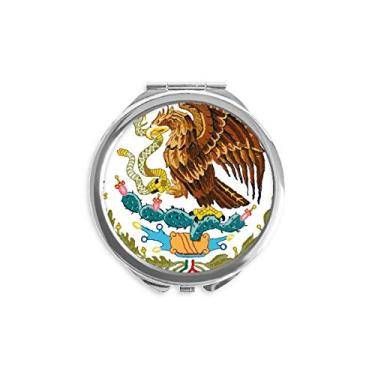 Imagem de Emblema Nacional do México Espelho Redondo Portátil Bolso Maquiagem