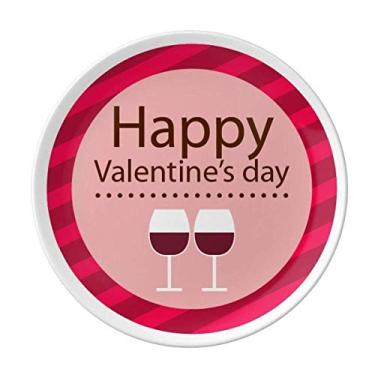 Imagem de Prato de copos rosa Happy Valentine's Day decorativo de porcelana salver louça de jantar