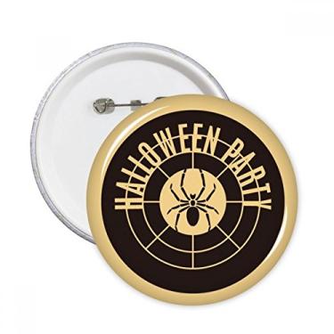 Imagem de Broches redondos de Halloween com estampa de aranha e botão para decoração de roupas, presente 5 peças