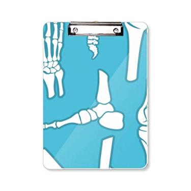 Imagem de Ilustrações de osso humano azul desenho prancheta pasta bloco de escrita placa de apoio A4