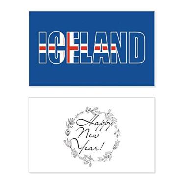 Imagem de Bandeira da Islândia Nome do Ano Novo Festival Cartão de felicitações Mensagem Abençoada Presente