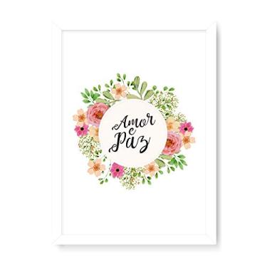 Imagem de Arte Maníacos Quadro Decorativo Amor e Paz - 23x16,25cm (Moldura caixa em laca branca)