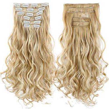 Imagem de Cabelo longo cacheado sintético de 22 polegadas resistente ao calor para mulheres com grampo de extensão de cabelo em peruca