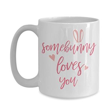 Imagem de Caneca Somebunny Loves You – Caneca de café – ideia de presente de Dia dos Namorados para namorado/namorada/marido/esposa/mãe/pai