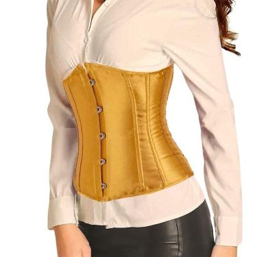Imagem de Corset Corselet Cinta Modeladora Redutora Delineadora Underbust Acetinado Dourado M671
