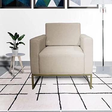 Imagem de Kit 2 Poltronas Decorativa Com Base de Ferro Sala de Espera Leticia Pé Ferro Corano Bege - LM DECOR