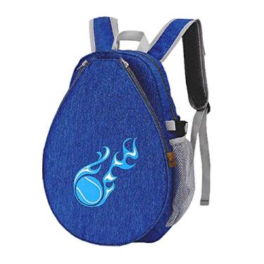 Imagem de Tachiuwa Saco de raquete de tênis infantil para transporte à prova d'água Bolso de malha Recipiente de armazenamento com zíper Pickleball Paddles Mochila para, Azul profundo