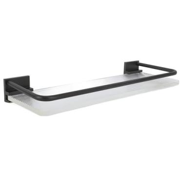 Imagem de Prateleira flutuante, prateleiras decorativas de armazenamento de alumínio e acrílico economia de espaço para quarto (preto)
