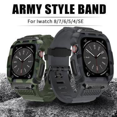 Imagem de Capa e pulseira esportiva para Apple Watch  pulseira camuflada  kit de mods resistente a queda