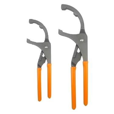 Imagem de Shonee Conjunto de alicates de filtro de óleo ajustável, 23 cm e 30 cm, chave universal de filtro de óleo, ferramenta multifuncional de remoção de filtro de óleo, ideal para filtros de motor, conduítes e acessórios (laranja)