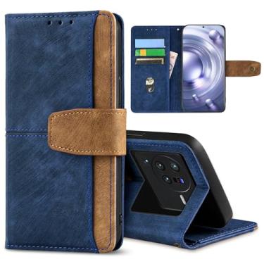 Imagem de GANGANPRO Coldre de couro para celular de negócios para Tecno Spark 20 Pro+/Spark 20 Pro Plus, capa flip antiderrapante resistente a arranhões com suporte para cartão, capa carteira com suporte de