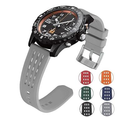 Imagem de YISIWERA Pulseiras masculinas de borracha cinza de 20 mm para relógio inteligente de liberação rápida