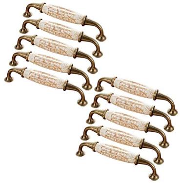 Imagem de 10 peças de alça de cerâmica, puxadores simples para gaveta de armário de cozinha, puxadores de móveis de guarda-roupa puxador de cômoda de quarto decoração de casa (estilo B centros de orifício 128