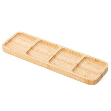 Imagem de Petisqueira de Bambu 4 Divisórias Bandeja 33x10cm Plasvale Servir Entradas Petiscos