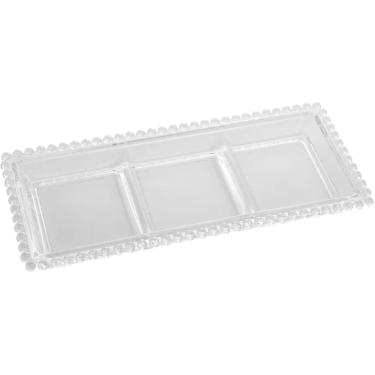 Imagem de Petisqueira Cristal Wolff Pearl 3 Divisórias 30x13cm Incolor Petisco Relevo Mesa Posta