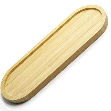 Imagem de 12 Bandejas Em Bambu Oval Travessa Gamela 33x12cm Petisqueiras Bandejas Multiuso UZ Dec...
