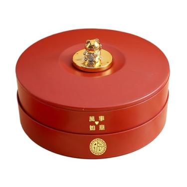 Imagem de Generic Bandeja de servir dividida com tampa, pratos de comida, tigela de servir, travessas para festival de primavera, ano novo chinês, nozes, Tampa Gato .17cm