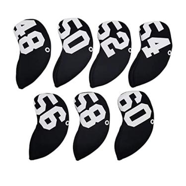 Imagem de YIJU Capa de cabeça de clube de golfe anti- de 7 peças, capas de cabeça 60 °, 48 °, 50 °, 52 °, 54 °, 56 °, 58 ° para acessórios, Preto