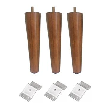 Imagem de Pé Palito 15cm Amendoa Marrom Claro Com Rosca 5/16 Sofá Poltrona Recamier Puff + Chapinha Inclinada (3)