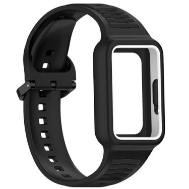 Imagem de Disscool Pulseiras de substituição compatíveis com Samsung Galaxy Fit3, compatíveis com Huawei Band 9/Band 9 NFC, pulseira integrada de silicone macio ajustável com acessórios de relógio de liberação