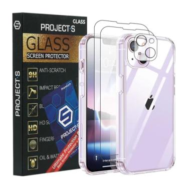Imagem de Project-S Proteção total de vidro (capa transparente + 2 protetores de tela + protetor de lente) para iPhone 14 Plus (6,7 polegadas) com garantia de substituição vitalícia + 1x mês de serviço VPN