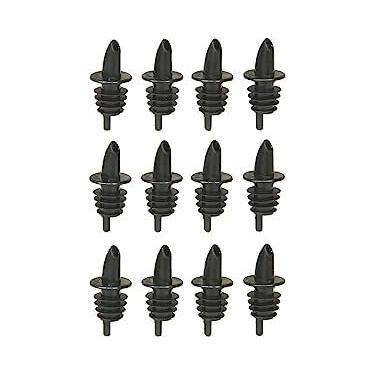 Imagem de Nola Hut Despejador de licor preto de fluxo livre de plástico, acessórios de garrafas de álcool para carrinho de bar, bico de garrafa de licor, dispensador de dosador de bebida Pacote com 12 (Preto)