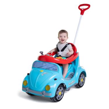 Imagem de Carrinho para Criança Quadriciclo com Empurrador Fusca Fouks Azul Calesita