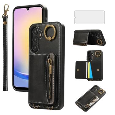 Imagem de Asuwish Capa de telefone para Samsung Galaxy A14/M14 5G capa carteira e protetor de tela de vidro temperado com zíper flip anel de crédito suporte suporte de cartão acessórios de celular de couro A 14