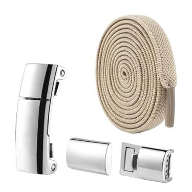 Imagem de Lock Shoelaces Without Ties Flat Elastic Laces Sneakers Boots No Tie Shoelace Rubber Bands For Shoes Accessories(Khaki)