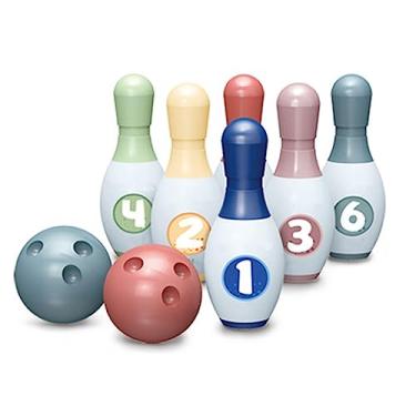 Imagem de Conjunto de Boliche Infantil, 6 Pinos de Plástico e 2 Bolas de Boliche de Brinquedo, para Atividades Internas e Externas de Pais e Filhos, Fácil de Transportar