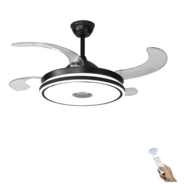 Imagem de Ventilador Teto Retrátil Led Controle Remoto e Som Bluetooth Preto - R