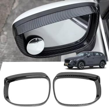 Imagem de Espelho retrovisor de carro capa de sobrancelha de chuva guarnição para Mazda CX-5 CX5 2017-2024, fibra de carbono prata acessórios exteriores automotivos acabamento protetor de espelhos retrovisores