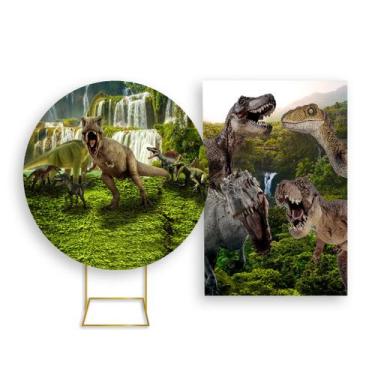 Imagem de Painel De Festa Redondo 1,50x1,50 + Painel Vertical 1,50x2,20 - Dinoss