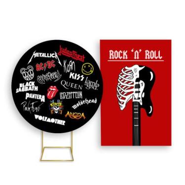 Imagem de Painel De Festa Redondo 1,50x1,50 + Painel Vertical 1,50x2,20 - Rock A