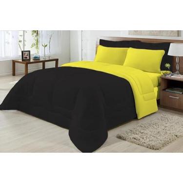Imagem de Edredom Casal Malha 100% Alg Antialérgico Preto E Amarelo - Nathalia E