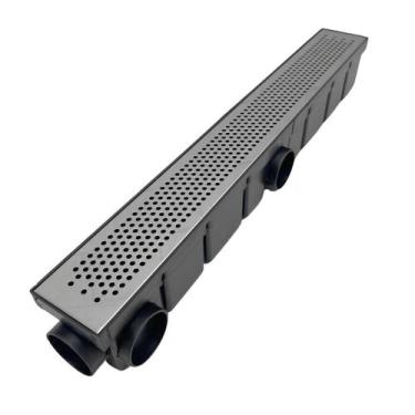 Imagem de Ralo Linear Quintal Varanda 6x50 Bolinha Cocho Preto - Ficone & Reis 