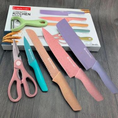 Imagem de Kit Jogo De Facas Coloridas 6pcs Chef Cozinha Churrasco Cozinha - RELE