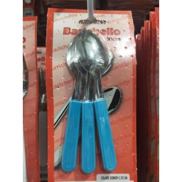 Imagem de Kit3 unidades colher Sobremesa inox cabo plástico  - Telintec 