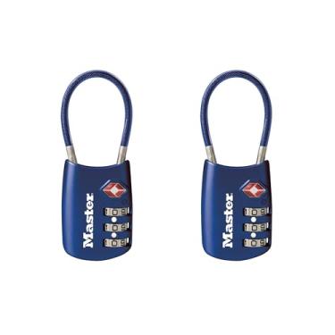 Imagem de Master Lock Blue Set Your Own Combination TSA Aprovado Cadeado de Bagagem, Cadeado com Zíper de Viagem é Perfeito para Malas, Bolsas ou Mochilas, Pacote com 2, 4688BLUEC2
