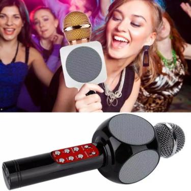 Imagem de Microfone S/fio Bluetooth Karaokê Speaker Usb Led - Kingdom