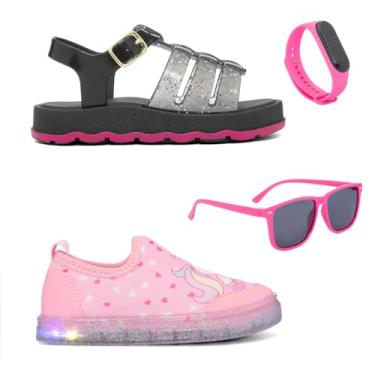 Imagem de Combo Infantil Tenis Casual Papete Oculos Relogio Menina My Funfy Kids Feminiino. (Preto, BR, Criança de 1 a 3 anos, Numérico, 21)