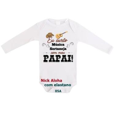 Imagem de body bebê manga longa eu curto música sertaneja com o papai cód 05a - 