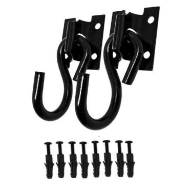 Imagem de Par Suporte Armador Gancho de Rede Sobrepor Reforçado Preto - Alianca