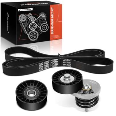 Imagem de A-Premium Kit de transmissão de correia serpentina do motor com tensor e polia tensora compatível com Ford F-150, F-250 HD, F-350, Bronco, E-150/E-250/E-350 Econoline, E-150/E-350 Econoline Club