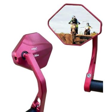 Imagem de Hafny 2024 NOVO espelho de extremidade de barra de motocicleta, espelho retrovisor anodizado de liga CNC, lente de vidro convexo, encaixe de ampla gama, espelhos de scooter, HF-M701S-FS001 (vermelho