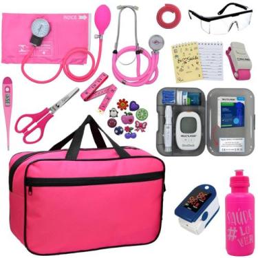 Imagem de Kit Bolsa Cores Aparelho de Pressao Esfigmomanometro Estetoscópio Medi