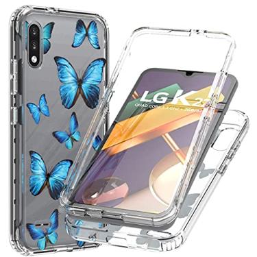 Imagem de Vokuha Capa para LG K32, capa para LG K22, para LG K22 Plus/k22+ capa para meninas, linda capa protetora de TPU transparente floral transparente à prova de choque para LG K22 (borboleta)